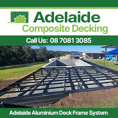 Adelaide aluminium deck frame system with adjustable pedestals installed across backyard lawn