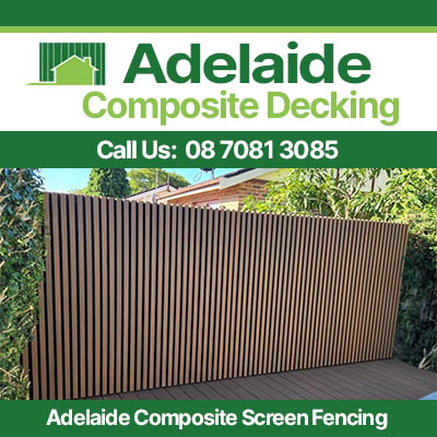 Modern composite screen fencing in Adelaide featuring timber look vertical panels and sail shade