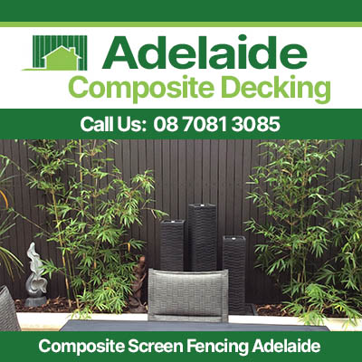 Outdoor composite privacy fencing showing vertical charcoal slat design in Adelaide backyard